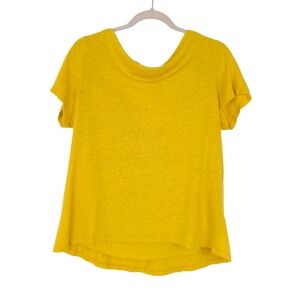 Anthropologie Maeve Horizon Tee linen open back beach vacation coastal yellow